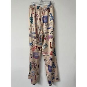 Taylor Swift Women's Large Soft Pink Silky Satin Graphic Print Pajamas Pants